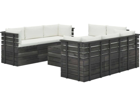 vidaXL Muebles de palets para jardín 9 piezas cojines madera de pino