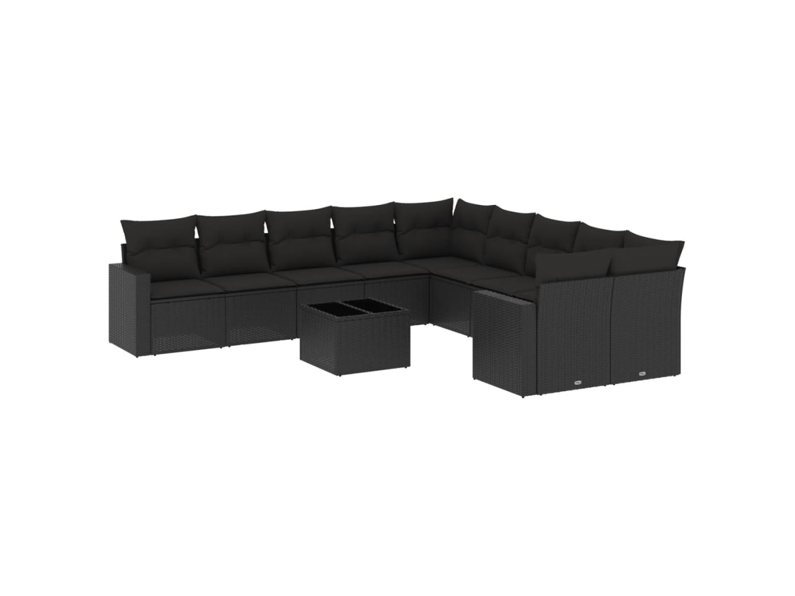 Maison Exclusive - Set De Sofás De Jardín 11 Pzas Y Cojines Ratán Sintético Negro