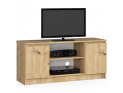 Mueble De Tv Akord Roble Artisan 120 Cm 2 Puertas Frente En Color Roble Artisan 2 Estantes 120x40x55 Cm