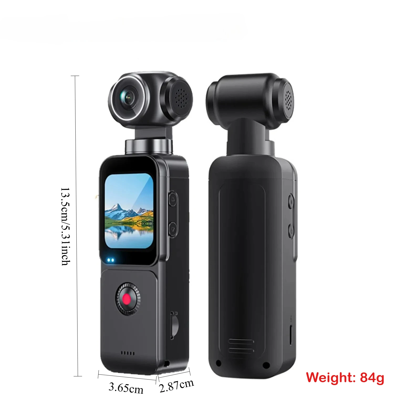 Cámara de acción (negra, sin tarjeta SD), rotación de 270°, compatible con Wi-Fi.