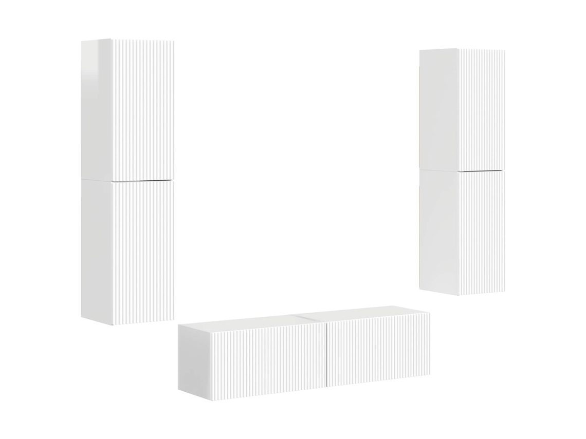 Conjunto De Mueble De Tv 6 Uds | Armario Para Tv Brillante Madera De Ingeniería