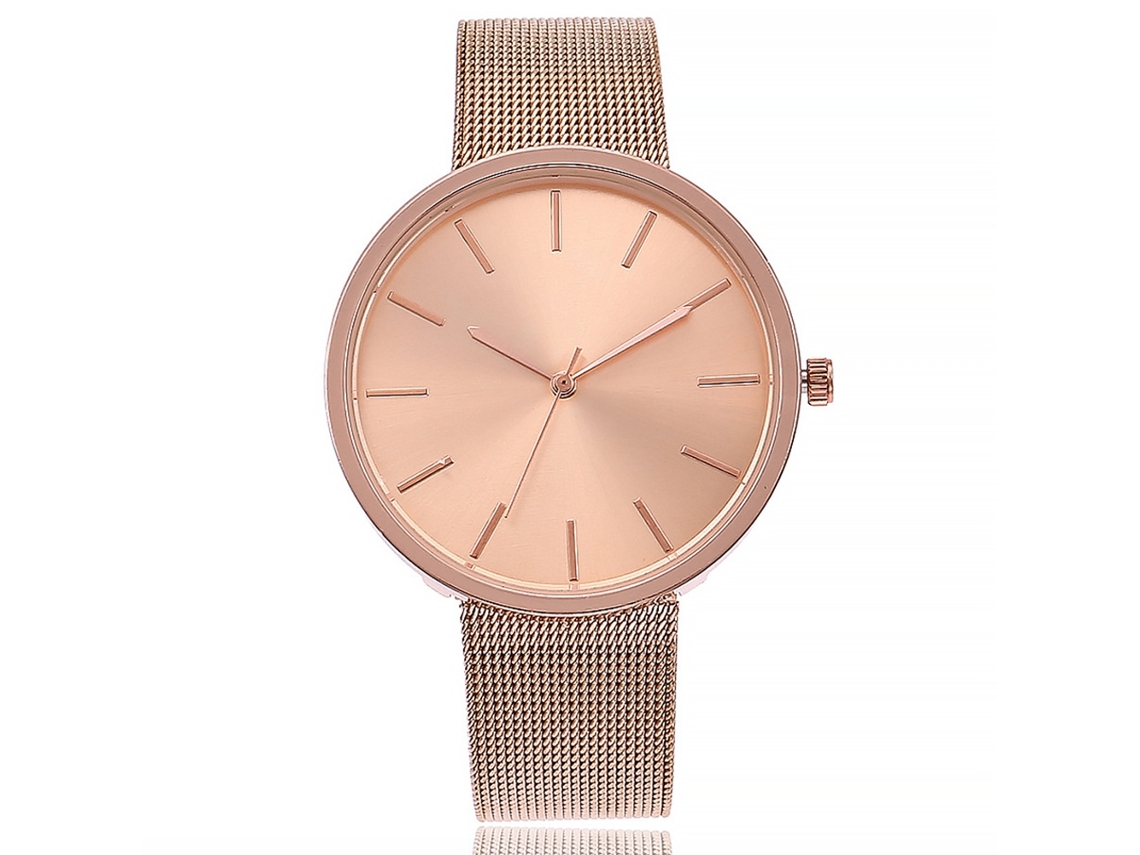 Elegante Y Sencillo Reloj De Pulsera Para Mujer Con Brazalete De Plantilla Y Movimiento De Cuarzo En Oro Rosa.