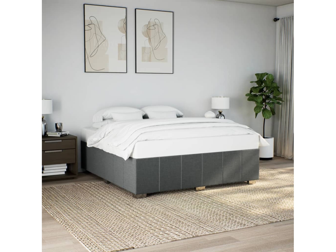 Cama Sin Colchón De Tela Gris Oscuro 180x200 Cm