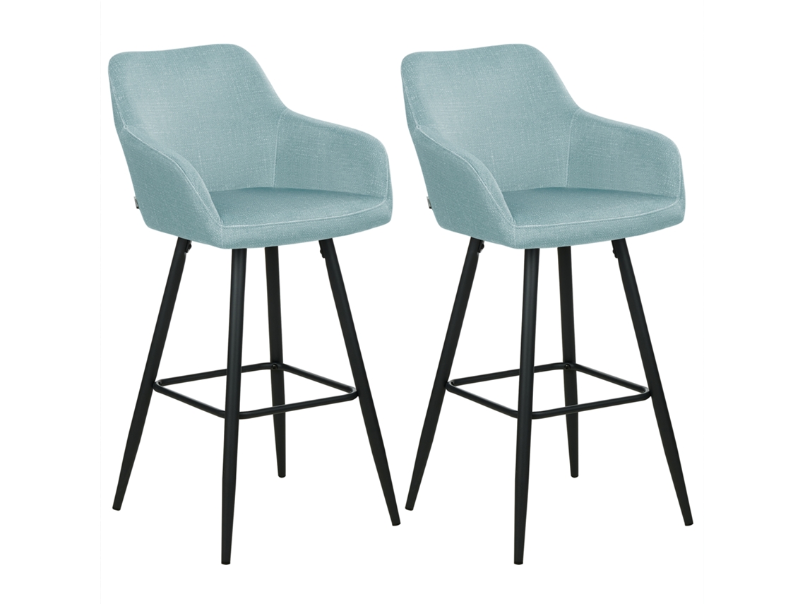 Conjunto de 2 cadeiras de bar BELIANI Casmalia de Veludo Azul 50x55x104