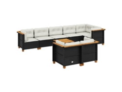 Maison Exclusive - Set De Sofás De Jardín 8 Piezas Y Cojines Ratán Sintético Negro