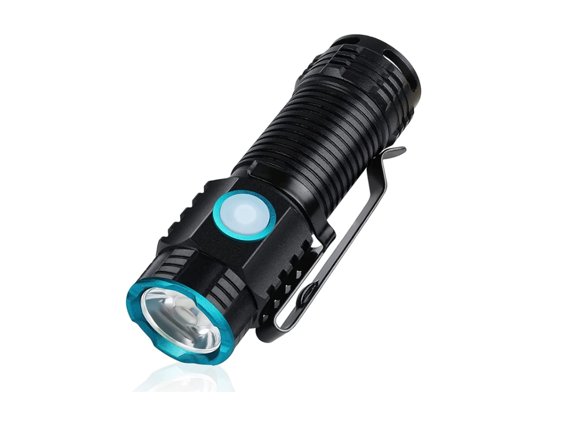 Mini linterna, 1000 lúmenes, linterna LED compacta recargable con clip, linterna EDC de bolsillo liviana (negro) YIZHOOD