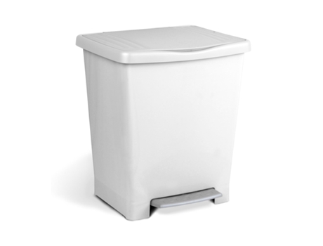TATAY Millenium - Cubo de Basura de 23L con Apertura a Pedal y Marco Sujeta Bolsas. Blanco