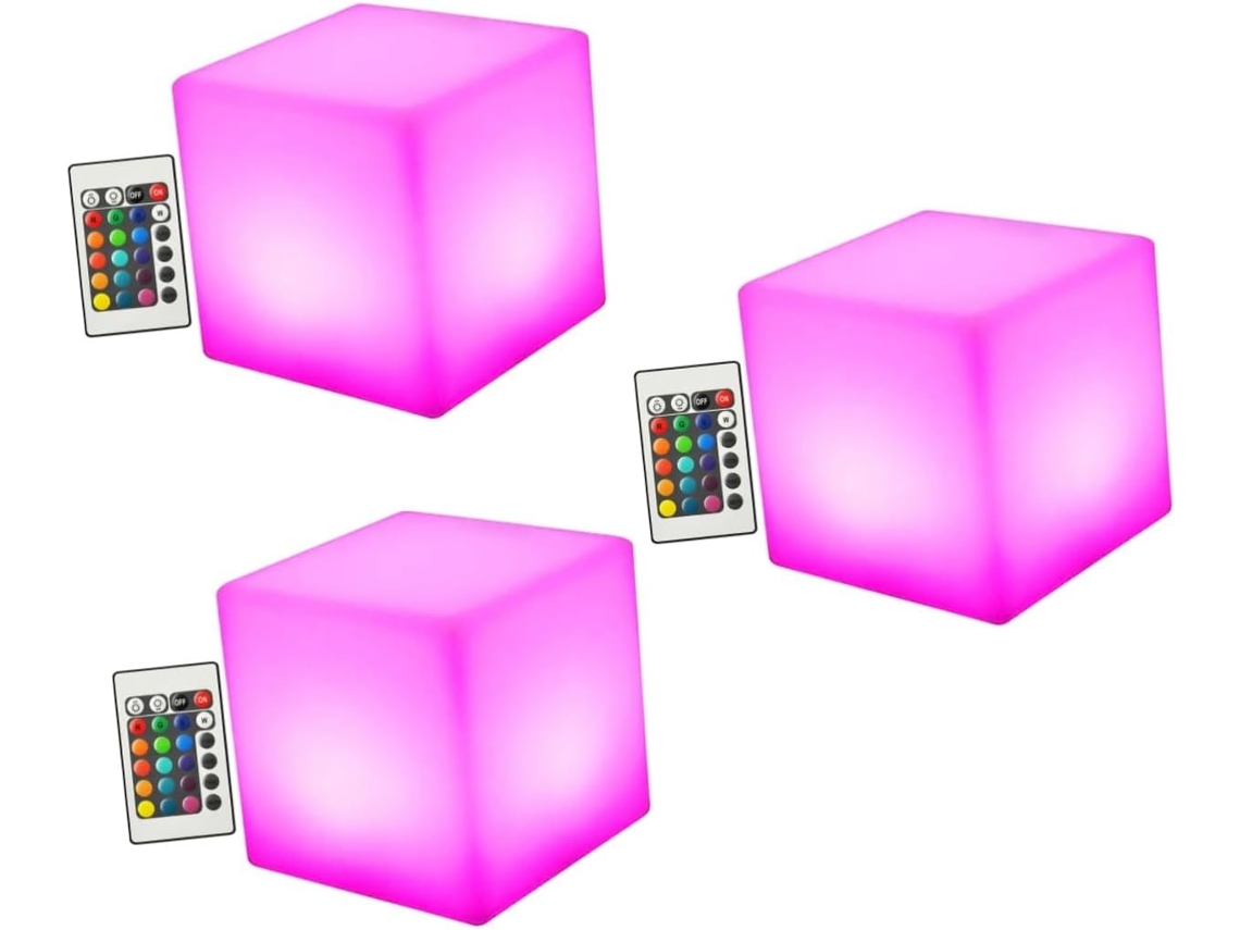 3 Piezas De Luz Led Cúbica Impermeable Para Exteriores, Jardín O Luz Nocturna.