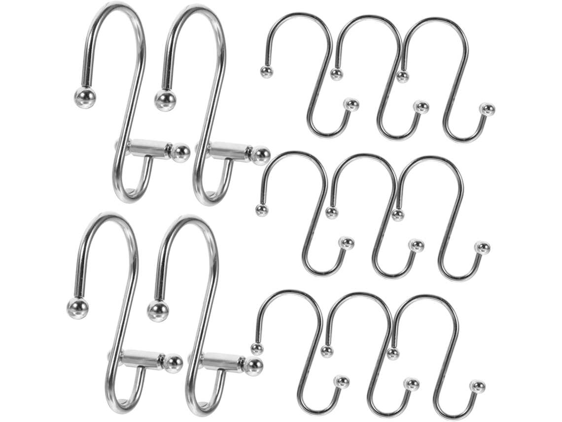 Juego de 12 ganchos metálicos para cortina de ducha, anillos decorativos impermeables para cortinas de baño, Vayotoy
