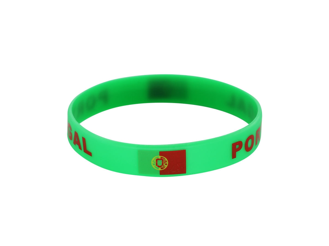 Pulsera Silicona Bandera Portugal, 10 Unidades, Elástica Impermeable, Accesorio Hincha Para Partidos Y Fiestas Futbolísticas.