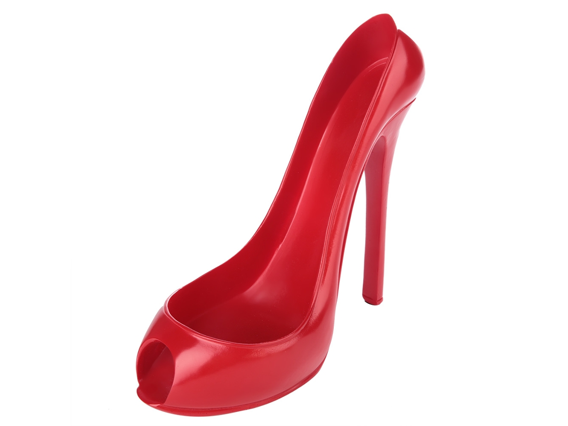 Soporte Decorativo Para Botellas De Vino De Resina Roja Con Forma De Zapato De Tacón Alto.