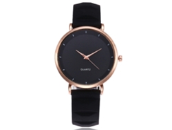 Reloj De Pulsera Redondo De Aleación Con Movimiento De Cuarzo Para Parejas, Color Negro.