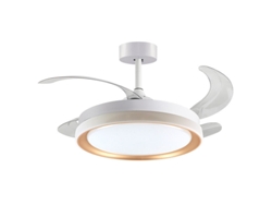 Ventilador de Techo Kigali Blanco/Dorado 4 Aspas Retráctiles 72W Led 3000-4000-6000K Alt.35Xd.108/50Cm FERRIMEX