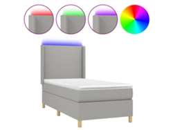 Maison Exclusive - Cama Box Spring Colchón Y Luces Led Tela Gris Claro 100x200 Cm