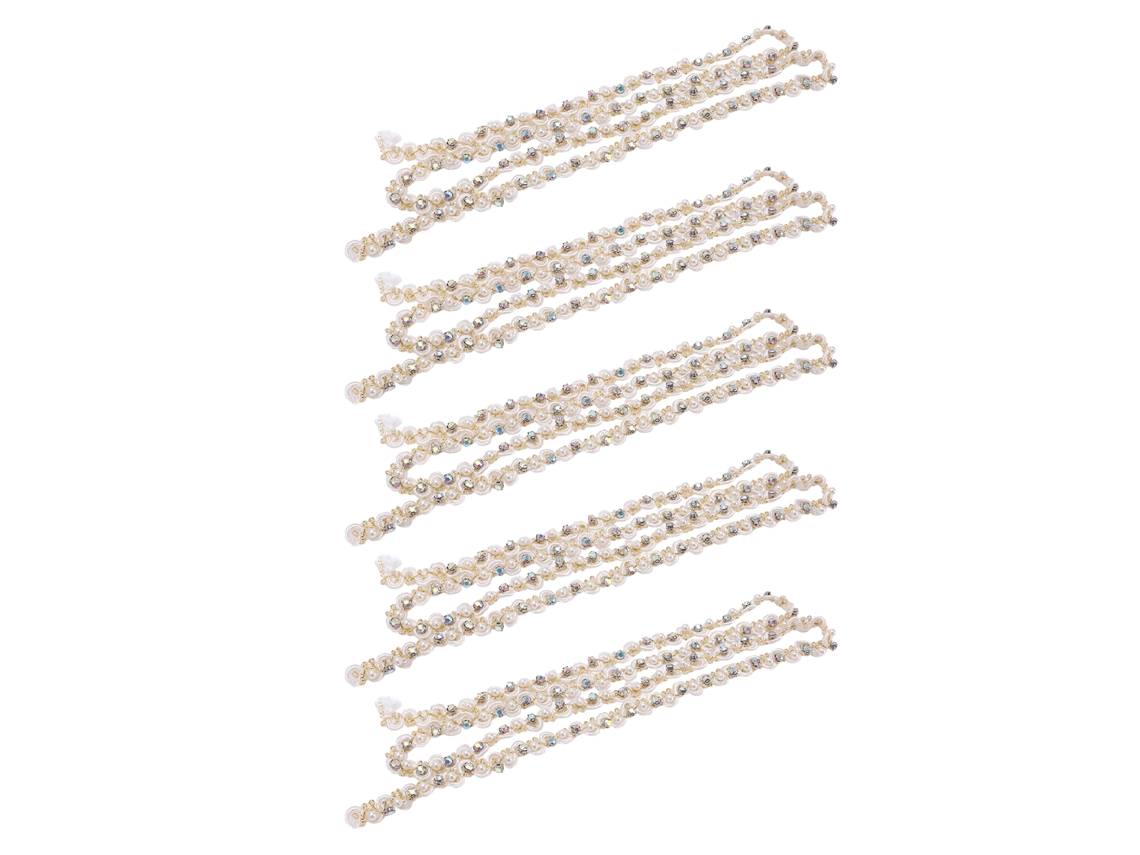 Cinta De Diamantes De Imitación De 5 Yardas Con Perlas Y Cristales, Diseño En Forma De S Dorada, 1 Cm, Decoración De Ropa.
