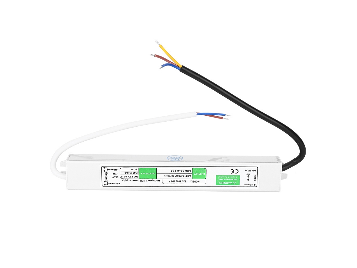 Fonte De Alimentação Led 12v 30w À Prova D'água Para Externo Driver Elétrico Com Proteção Eficiente 85%