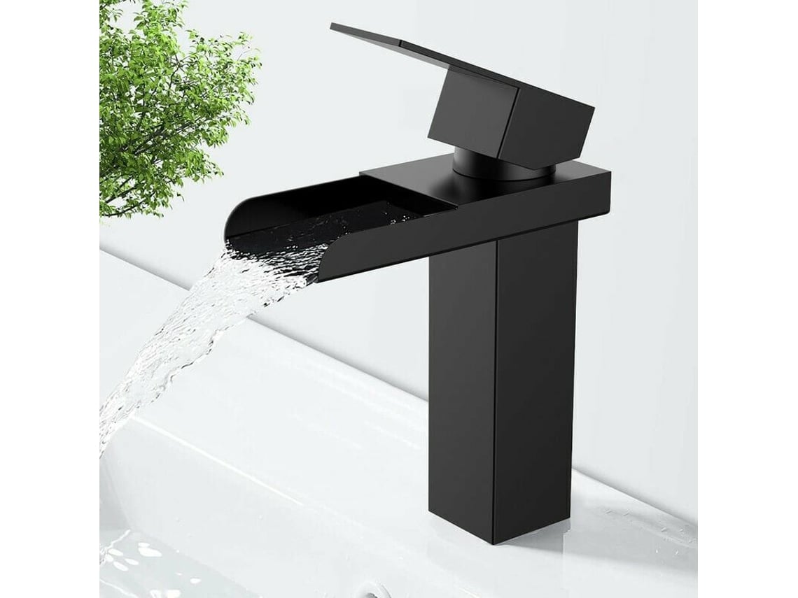 Grifo De Cascada, Grifo De Lavabo De Un Solo Orificio, Grifo De Baño De Acero Inoxidable Con Una Sola Manija.