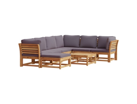 Conjunto 8 de muebles jardín VIDAXL con cojines madera maciza acacia