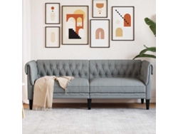 Sofá Chesterfield De 3 Plazas | Sofá De Salón | Sofá De Descanso Tela Gris Claro Wsd389750