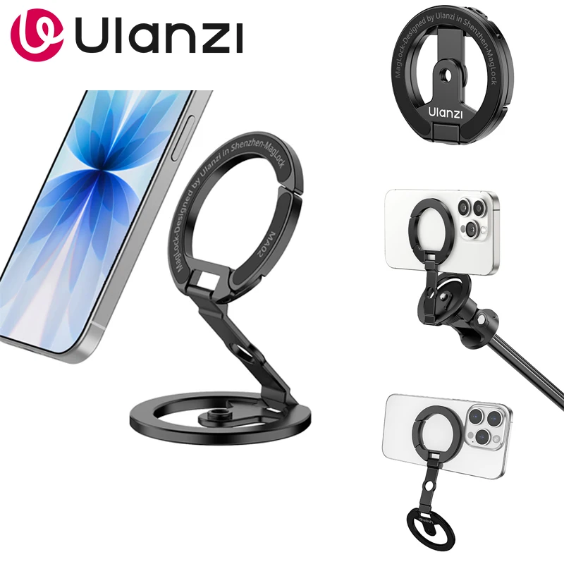 Soporte de trípode magnético doble Magsafe MA02, ligero, universal, con tornillo de 1/4", múltiples ángulos y abrazadera flexible