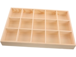 Bandeja De Madera Natural Con 15 Compartimentos Para Joyería, Organizador De Almacenamiento Para Collares.