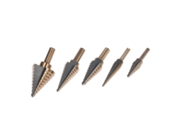 Juego De 5 Brocas Escalonadas Hss 4241 Para Taladrar Metal Y Madera Con Estuche De Aluminio.