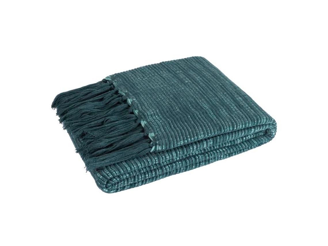 Manta Plaid Verde Oscuro Con Flecos 130x170cm Anevik