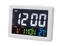 2026-reloj Despertador Led Con Calendario, Temperatura Y Función Snooze (blanco)