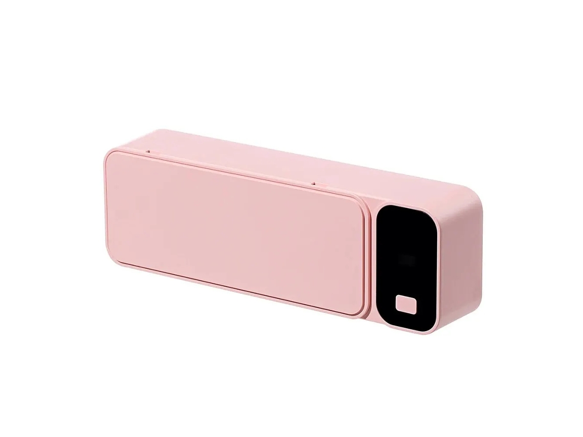 Esterilizador de cepillos de dientes UV recargable con soporte de pared y pantalla LED Mdug (rosa)