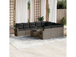 Conjunto de sofás de jardín de 11 piezas DKD Home Decor con cojines de mimbre gris