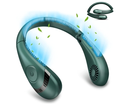 Ventilador de cuello portátil de 5000 Mah Ventilador de cuello plegable Ventilador sin hojas manos libres Ventilador de cuello silencioso Verde BIS...