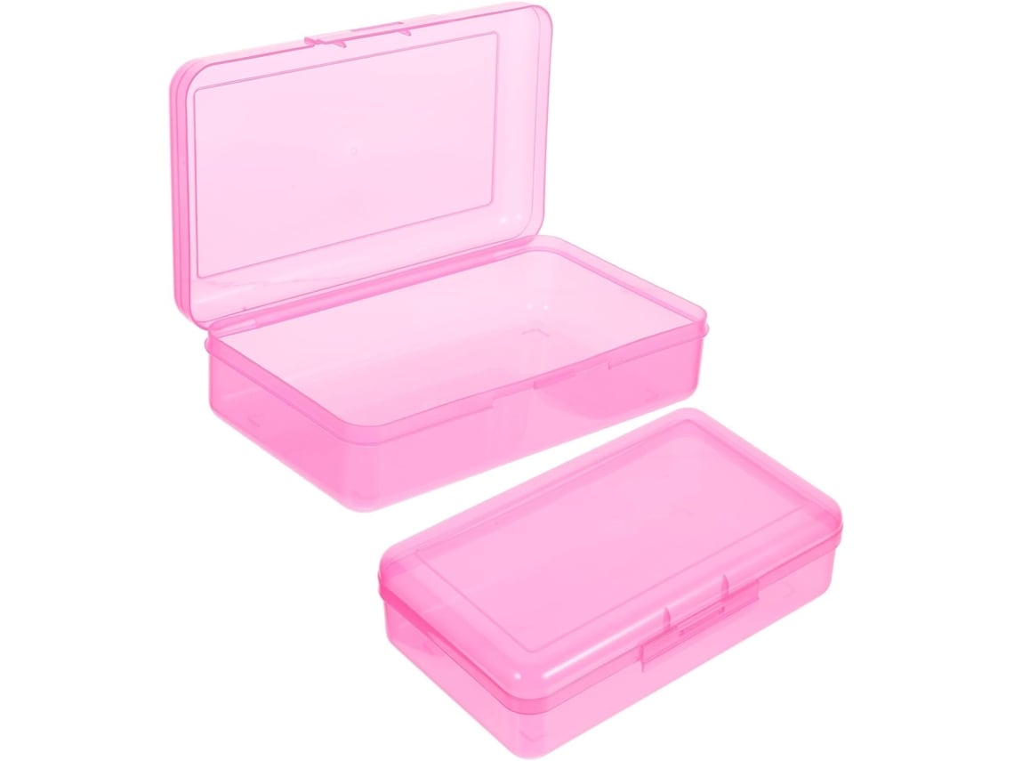 Estojo Rígido De Plástico Transparente De Grande Capacidade, 2 Peças, Rosa, Ideal Para Escola, Escritório,