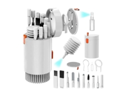 Kit multifuncional 20 en 1 para limpiar teclados, smartphones, tablets y más. Fácil de usar y transportar a cualquier lugar. Color blanco.