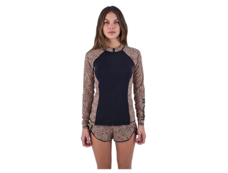 Rashguard Frontal com Zíper Leopard Castanho Xshurley