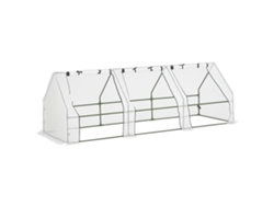 Caseta De Jardín/invernadero De 270x90x90 Cm Con 3 Ventanas, De Acero Pe140 Blanco.
