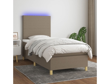 MAISON EXCLUSIVE Colchón con somier/Led 90x200 cm Tejido gris-marrón