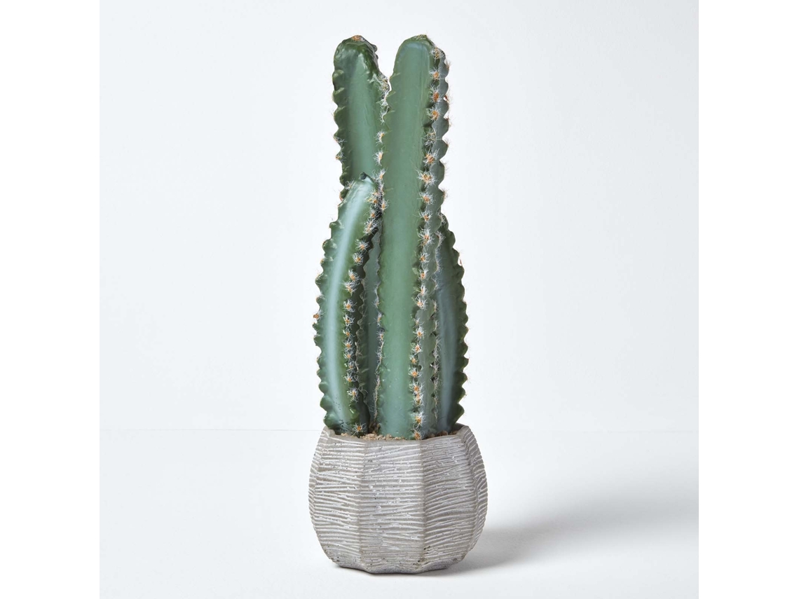 Cactus artificial Echinopsis peruana de Homescapes en maceta decorativa de piedra texturizada, 50 cm de alto