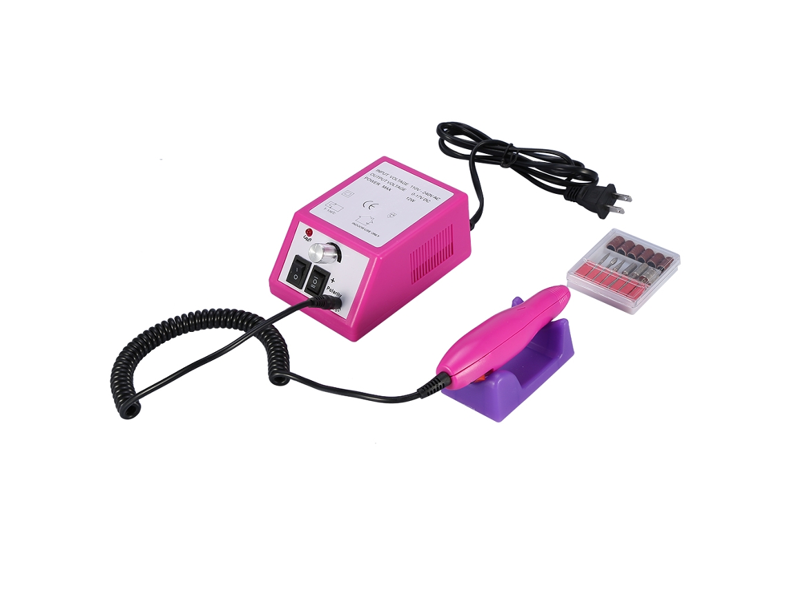 Máquina Eléctrica De Uñas Esmalte De Uñas Manicura Pedicura Kit Lijado Color Rosa Rojo Profesional