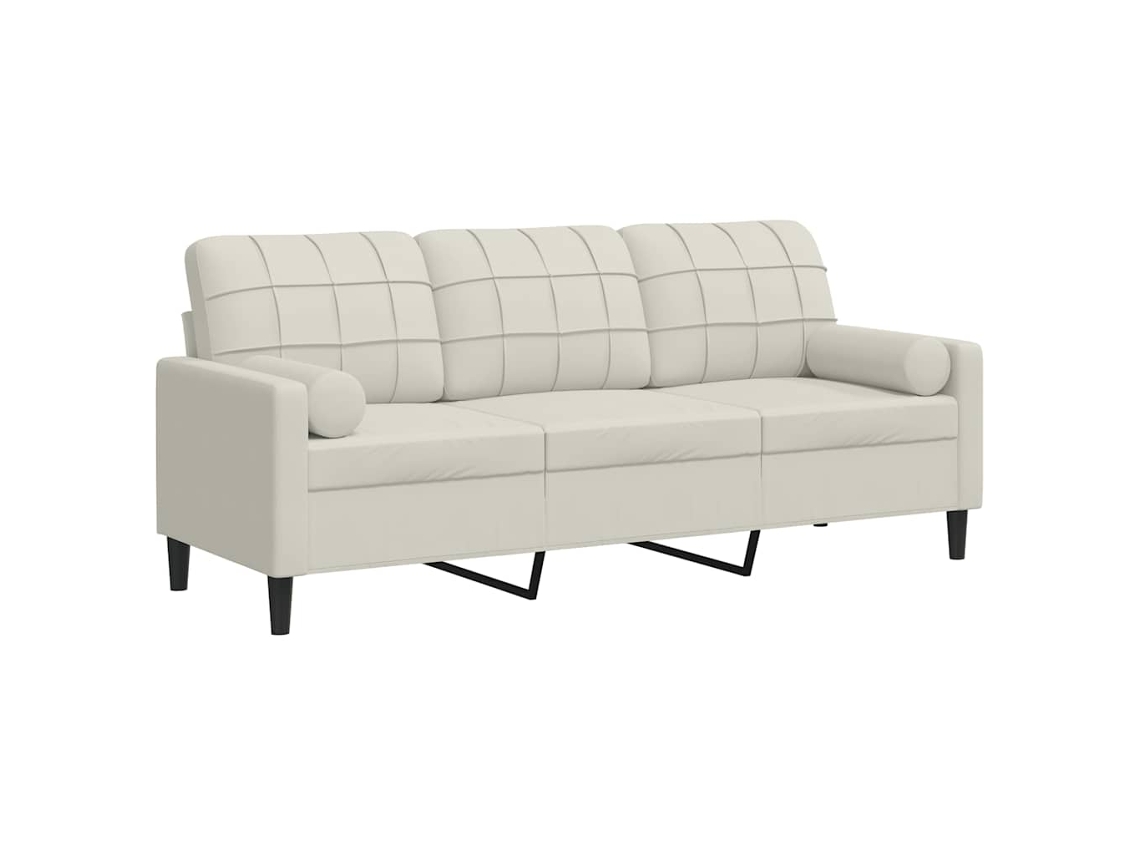 Maison Exclusive - Sofá De 3 Plazas Con Cojines Terciopelo Color Crema 180 Cm
