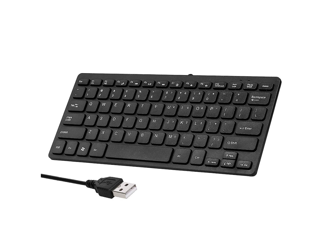 Mini teclado K 1000 de 78 teclas con cable y alimentación USB. Teclado de chocolate. Apagado automático. Everley891