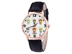 Reloj De Cuarzo Para Hombre Con Correa De Cuero Pu Casual Negro