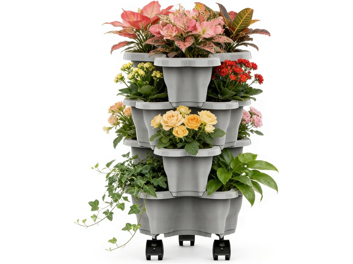 Maceta Apilable De Varios Niveles, Apilable Verticalmente Con Drenaje, Jardineras Para Uso Interior Y Exterior, Para