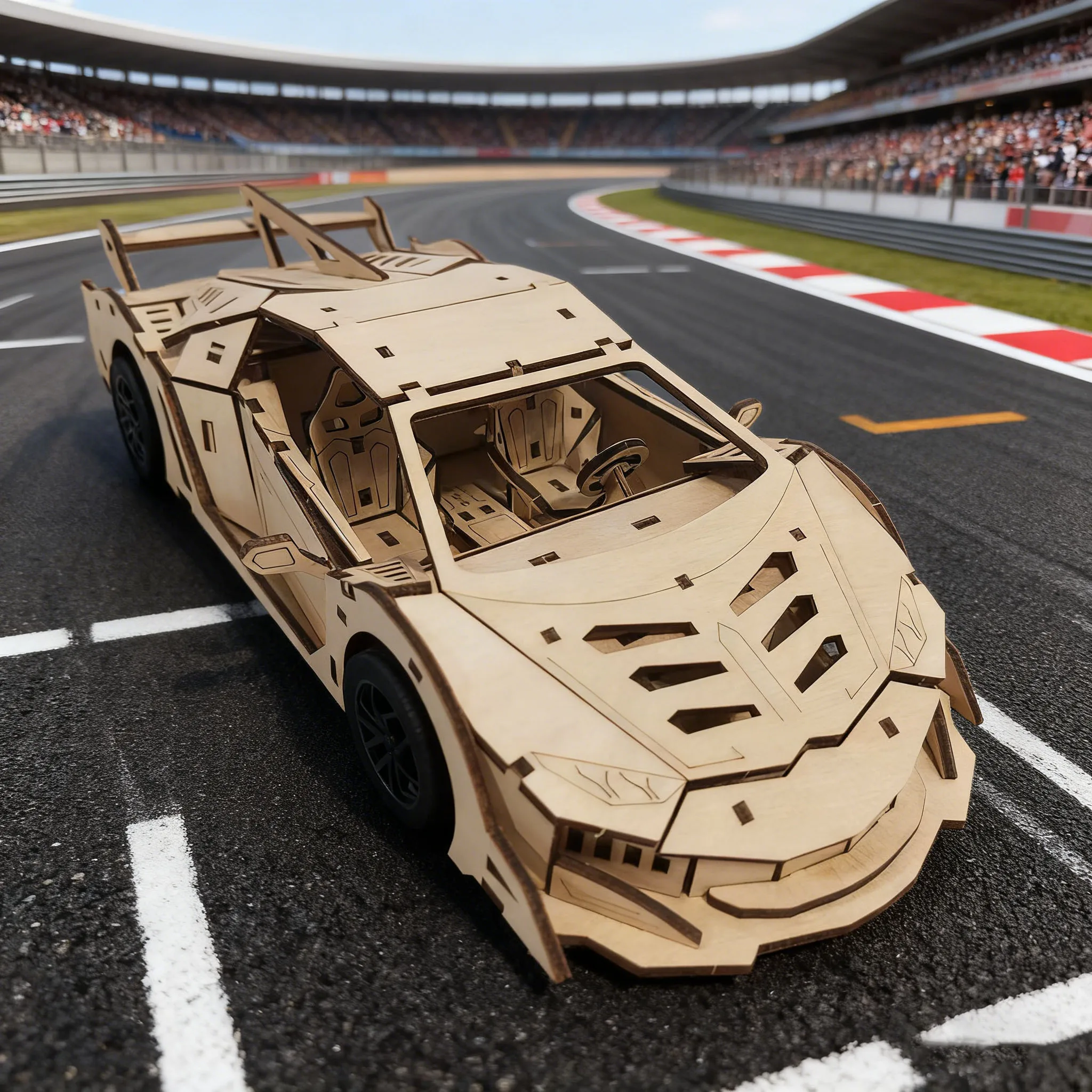 Kit De Modelo De Coche Deportivo De Madera 3d Para Armar A Mano.