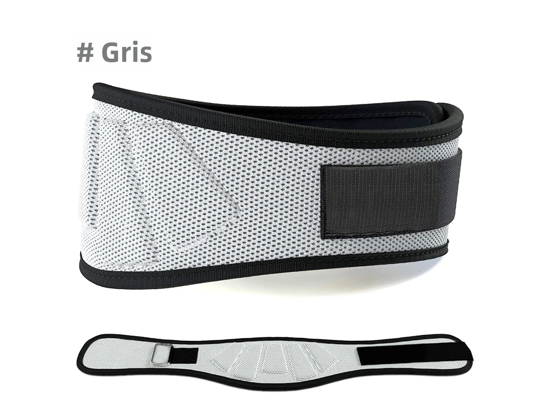 Cinturón de levantamiento de pesas para entrenamientos en el gimnasio, con soporte para la zona lumbar y la espalda. Mdug (gris con una S)