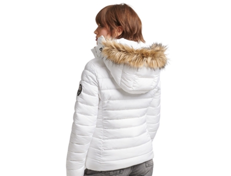 Abrigo para Mujer SUPERDRY (M - Poliéster - Blanco)