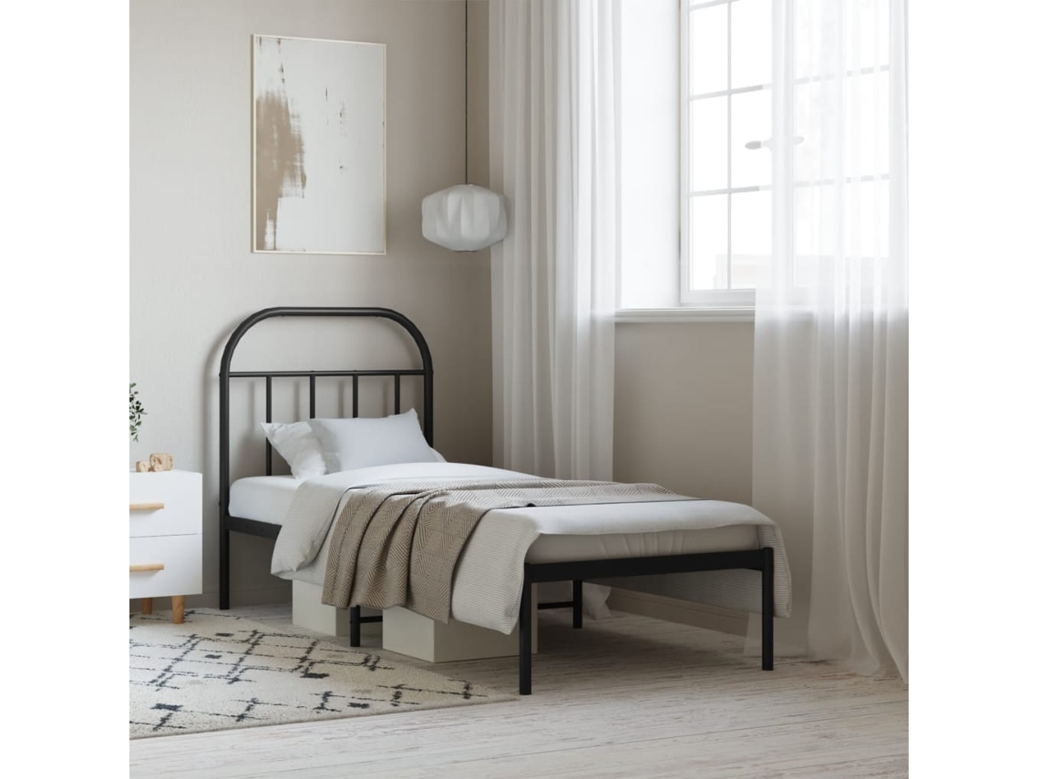 Marco de Cama con Cabecero Metal Negro (75x190cm)