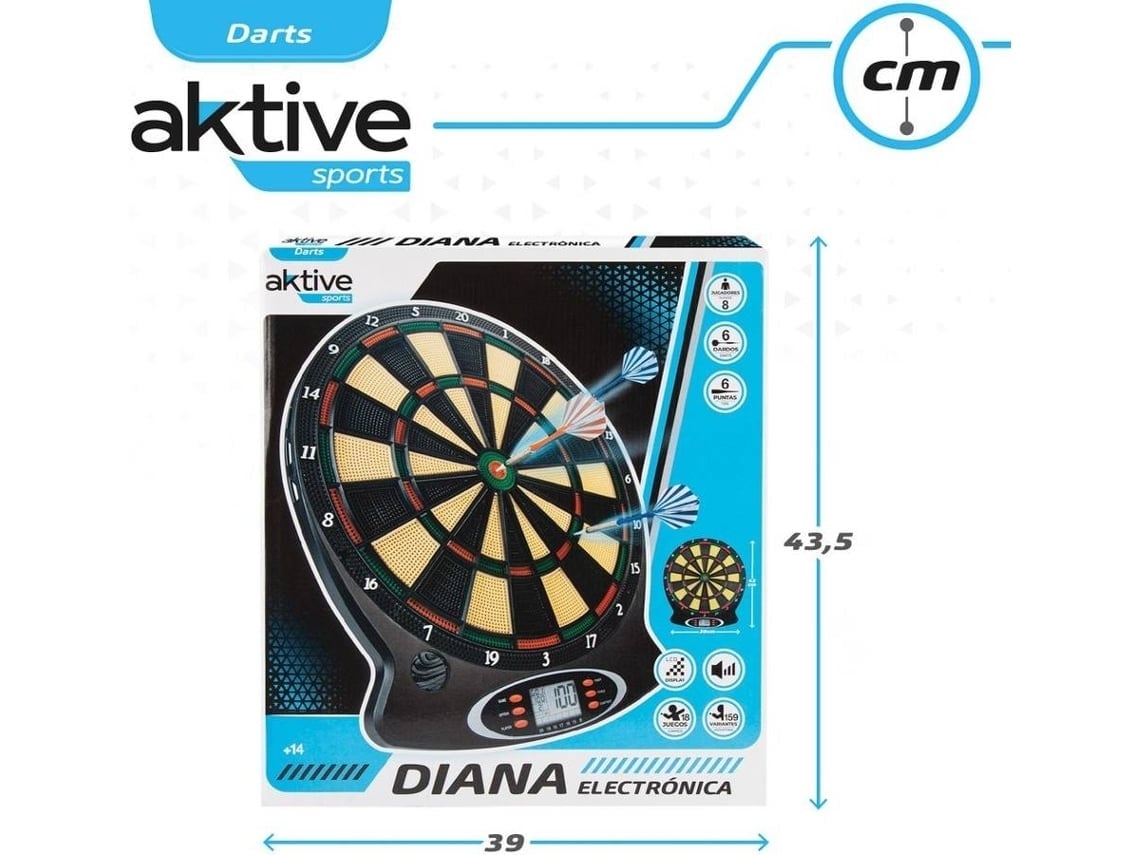 Diana Electrónica 50x45 Cm Con 6 Dardos Aktive - Multicolor