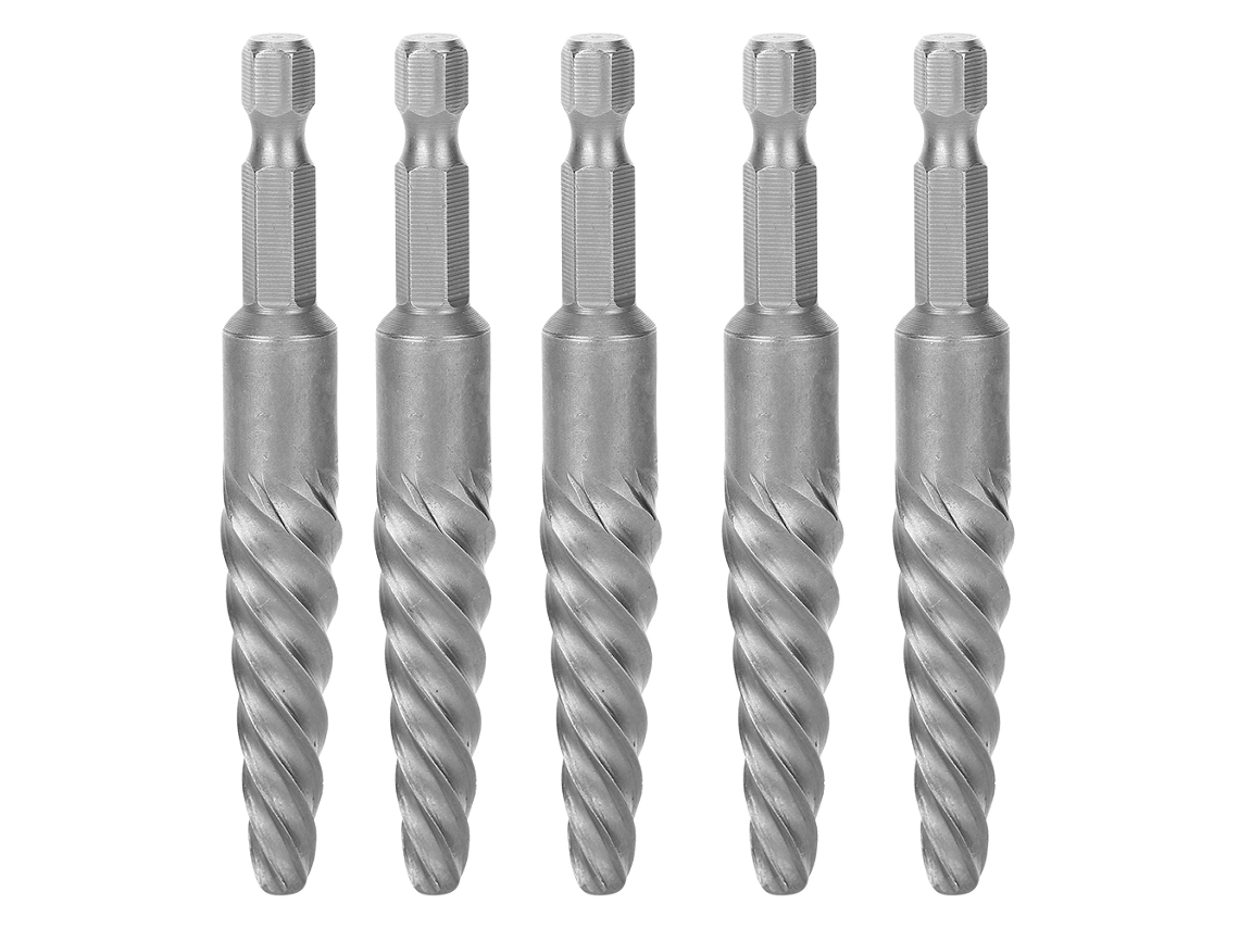 Juego De 5 Extractores De Tornillos Rotos Con Rosca Hexagonal Gruesa De 83 Mm Para Extracción De Componentes Eléctricos En El Hogar Y La Industria.