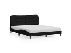 Cama Con Colchón De Tela Negro 160x200 Cm
