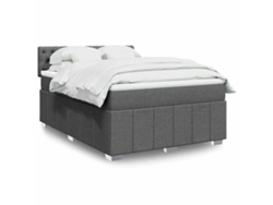 Cama box spring con colchón tela gris oscuro 140x200 cm